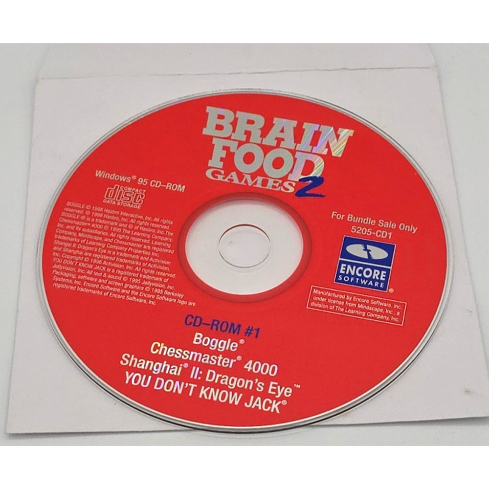 Brain Food Games 2 - 4 Games - Vintage PC CD-ROM Windows 95 Game (Disc Only)